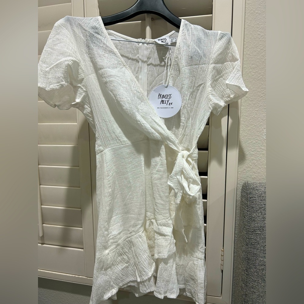 Princess Polly white wrap dress